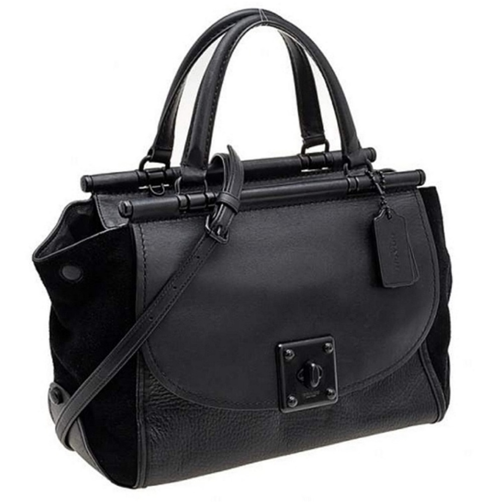 Coach Black Leather Satchel with Silver-Tone Hardware - Picture 3 of 14
